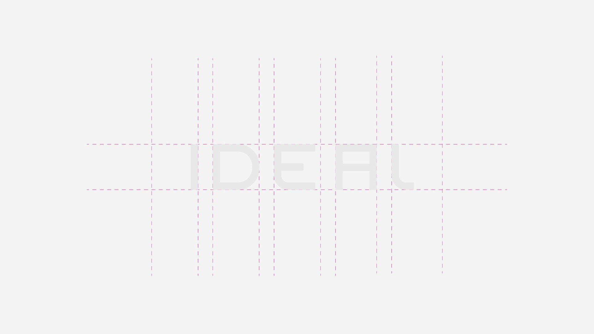 A palavra ideal está escrita em uma grade sobre um fundo branco.