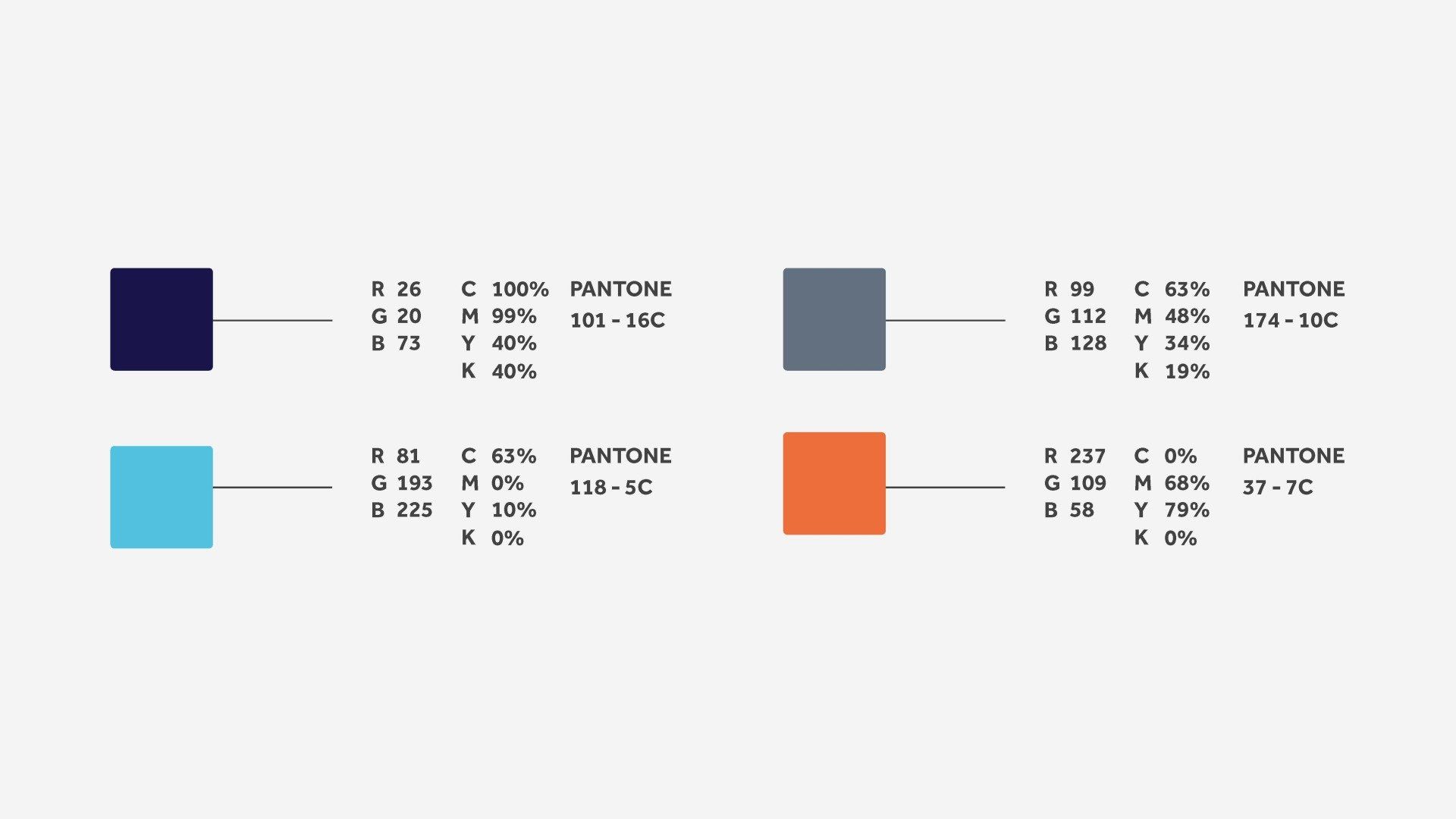 Um conjunto de quatro quadrados de cores diferentes em um fundo branco.