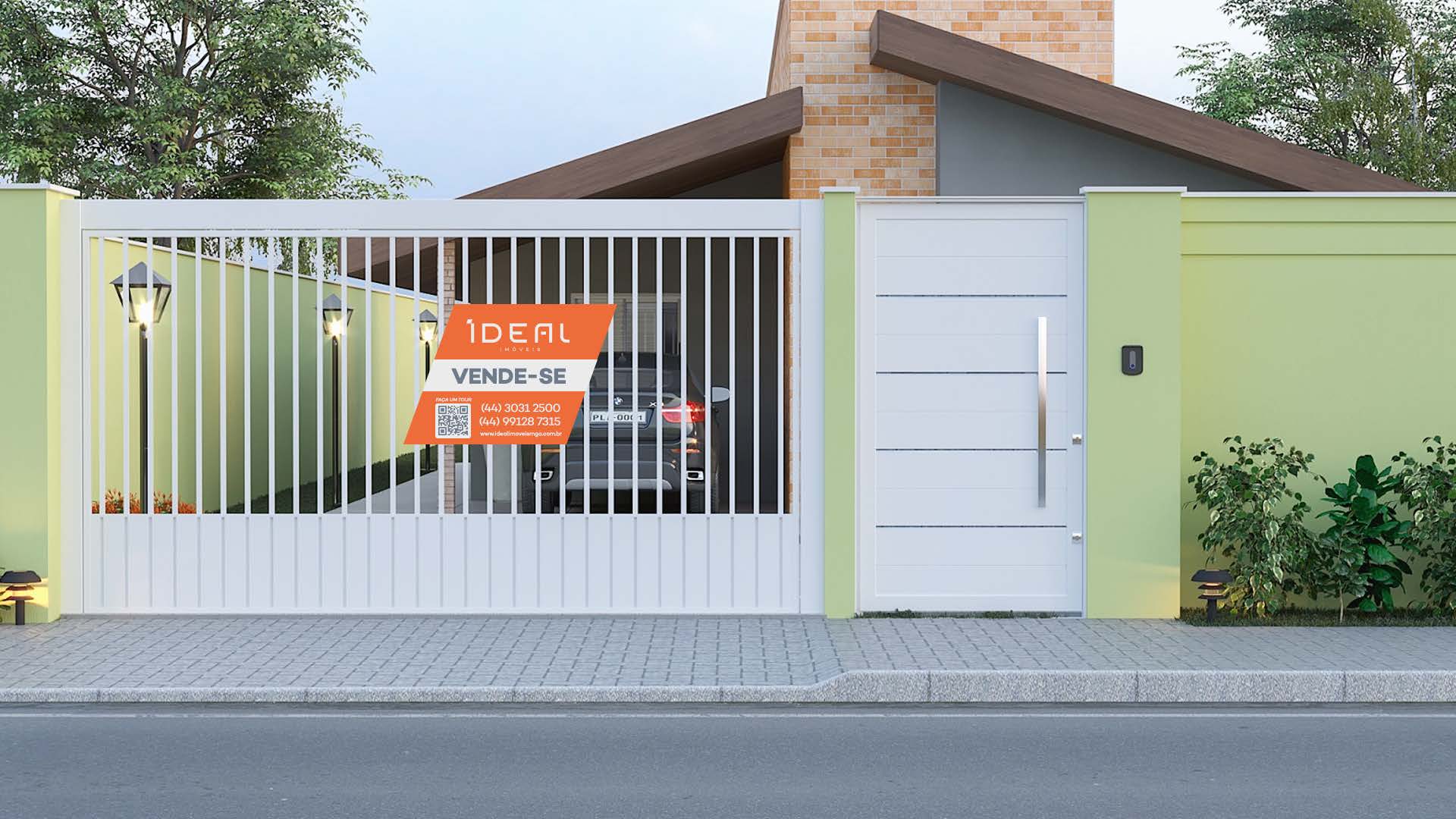 Um carro está estacionado atrás de uma cerca com uma placa que diz vende