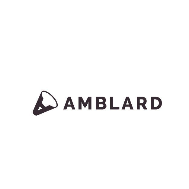 Um logotipo preto e branco para amblard em um fundo branco.