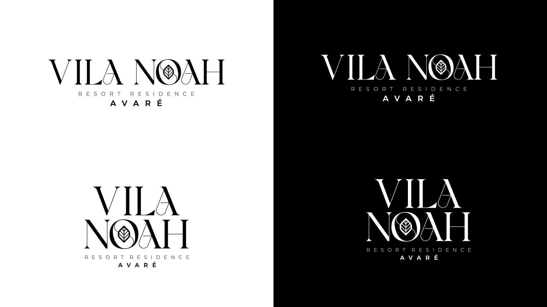 Um logotipo em preto e branco para o Vila Noah Resort Residences