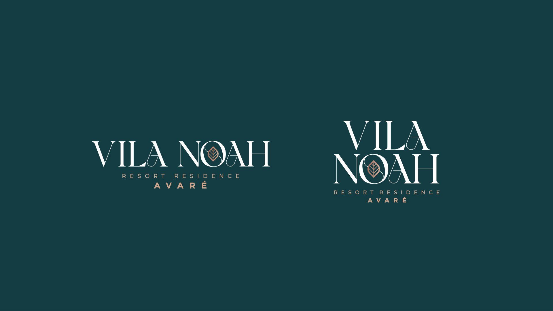 Dois logotipos para vila noah em um fundo azul escuro