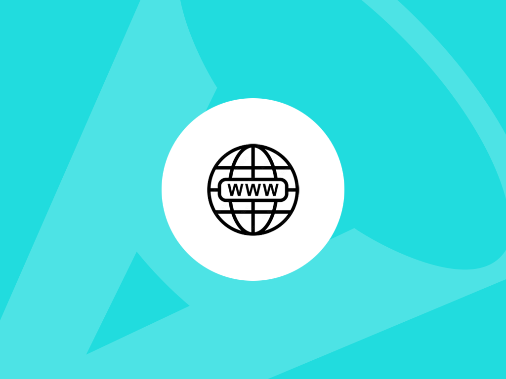 Ícone do globo dentro de um círculo branco, com