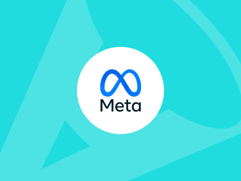 Logotipo da Meta: um símbolo do infinito azul dentro de um círculo branco, com a palavra