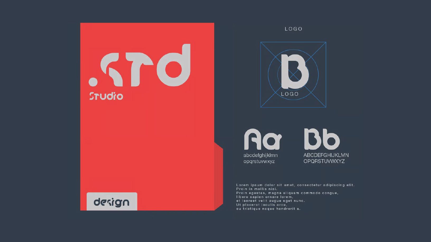 Um design de logotipo retangular vermelho com as letras