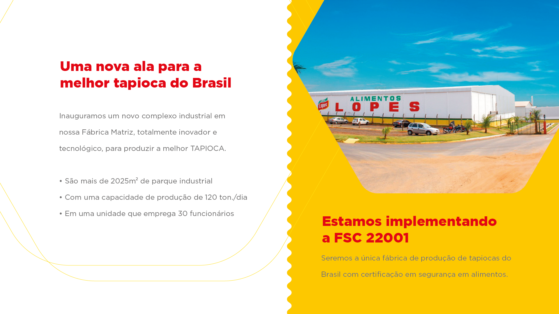 Um folheto amarelo e vermelho com a imagem de um edifício.