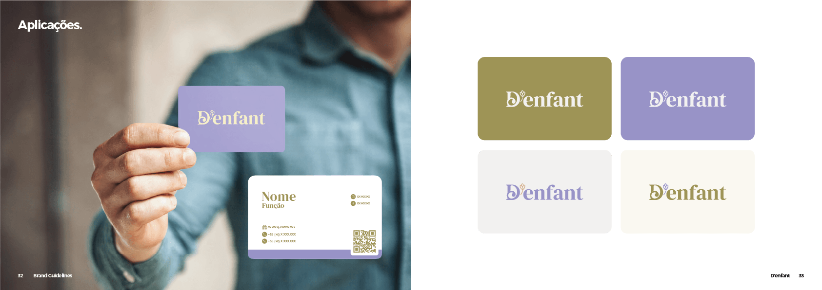 Uma pessoa segurando um cartão de visita roxo com o nome