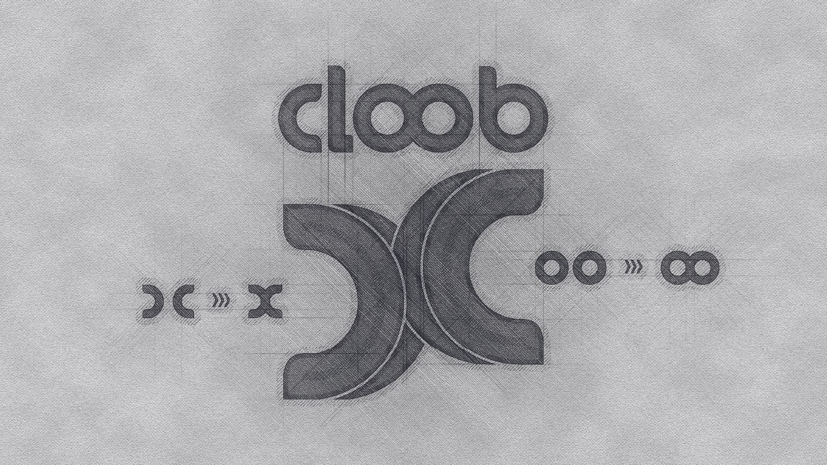 Um logotipo em tons de cinza para