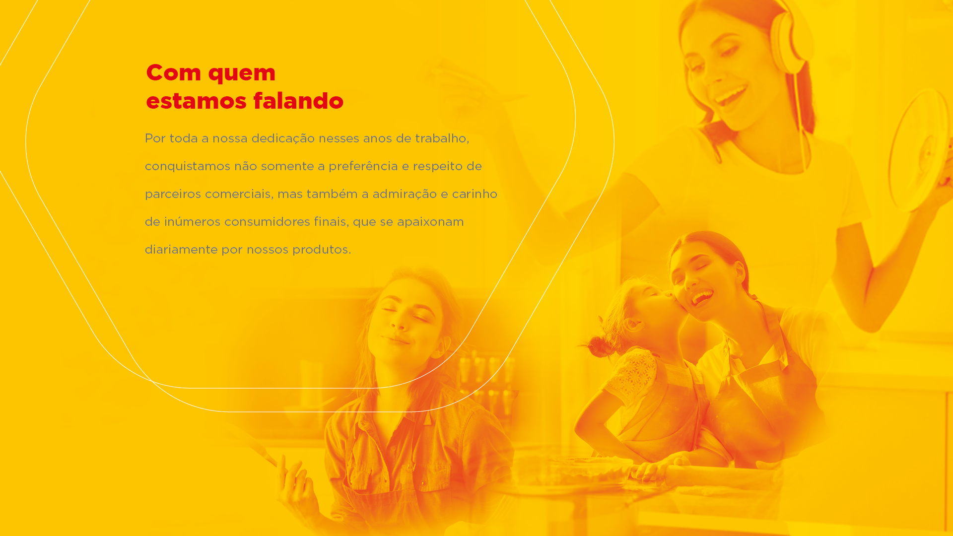 Um fundo amarelo com uma colagem de três mulheres e uma criança.