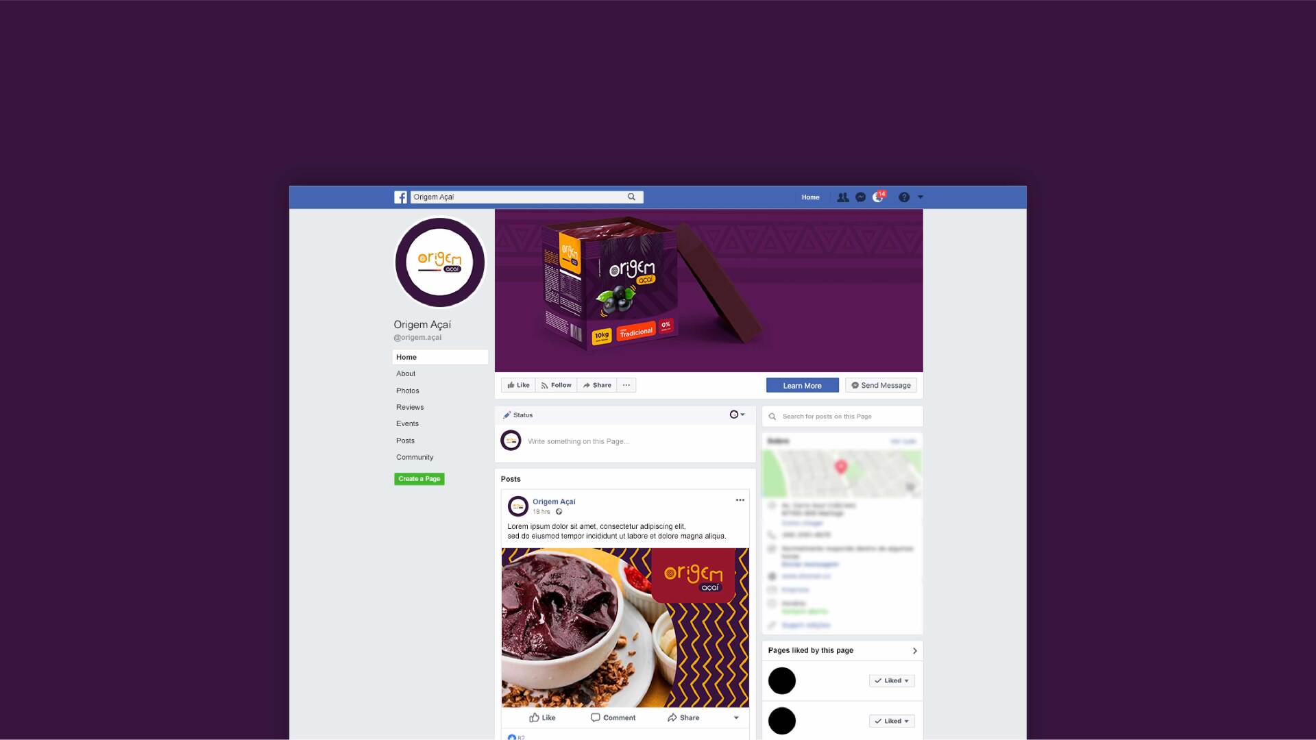 A facebook page with a picture of a bowl of food on it.