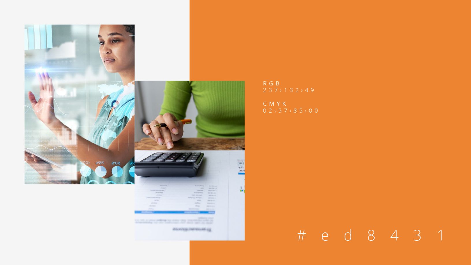 Uma mulher está sentada à mesa com uma calculadora e um celular.