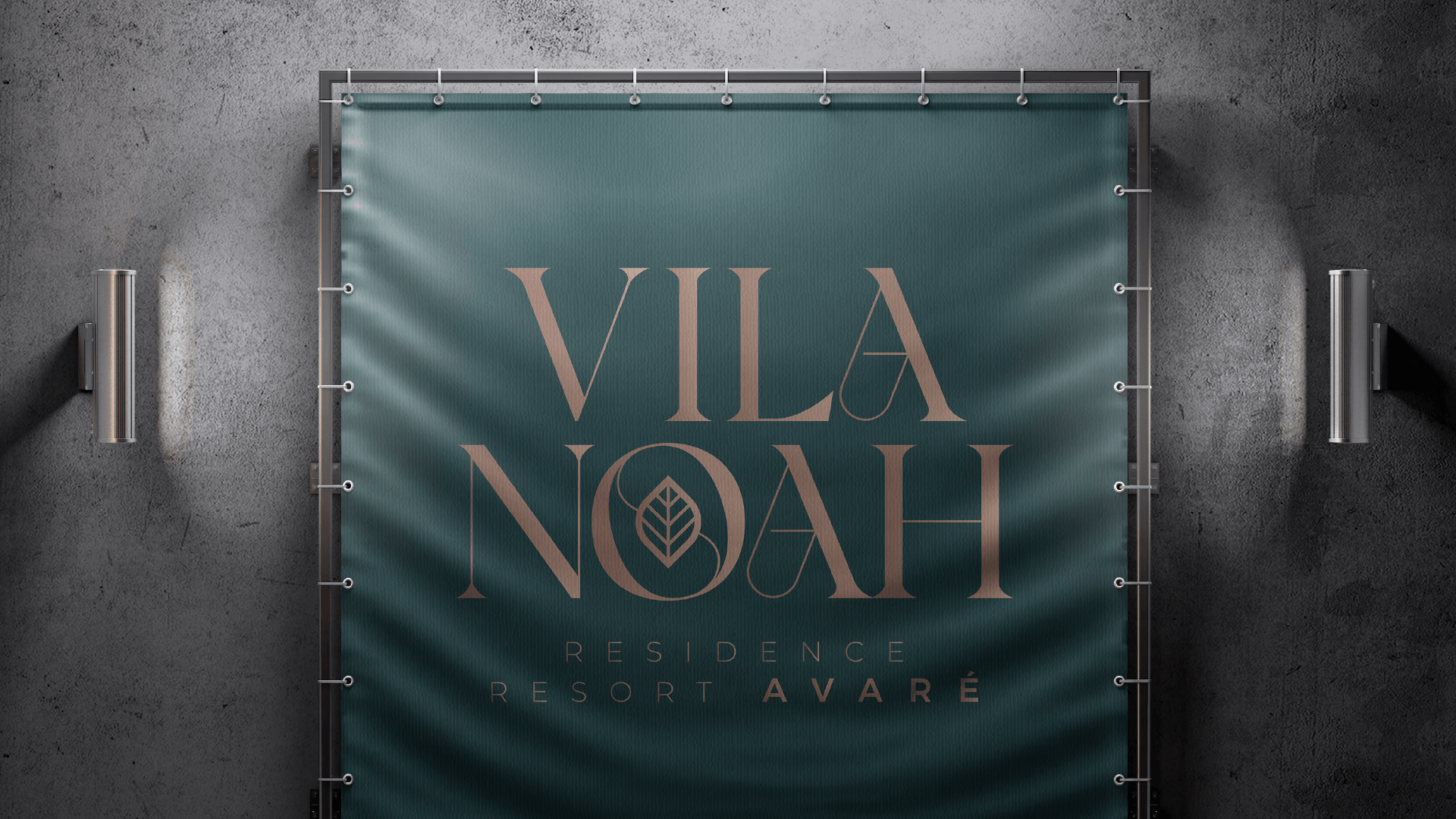 Uma placa que diz vila noah está pendurada na parede