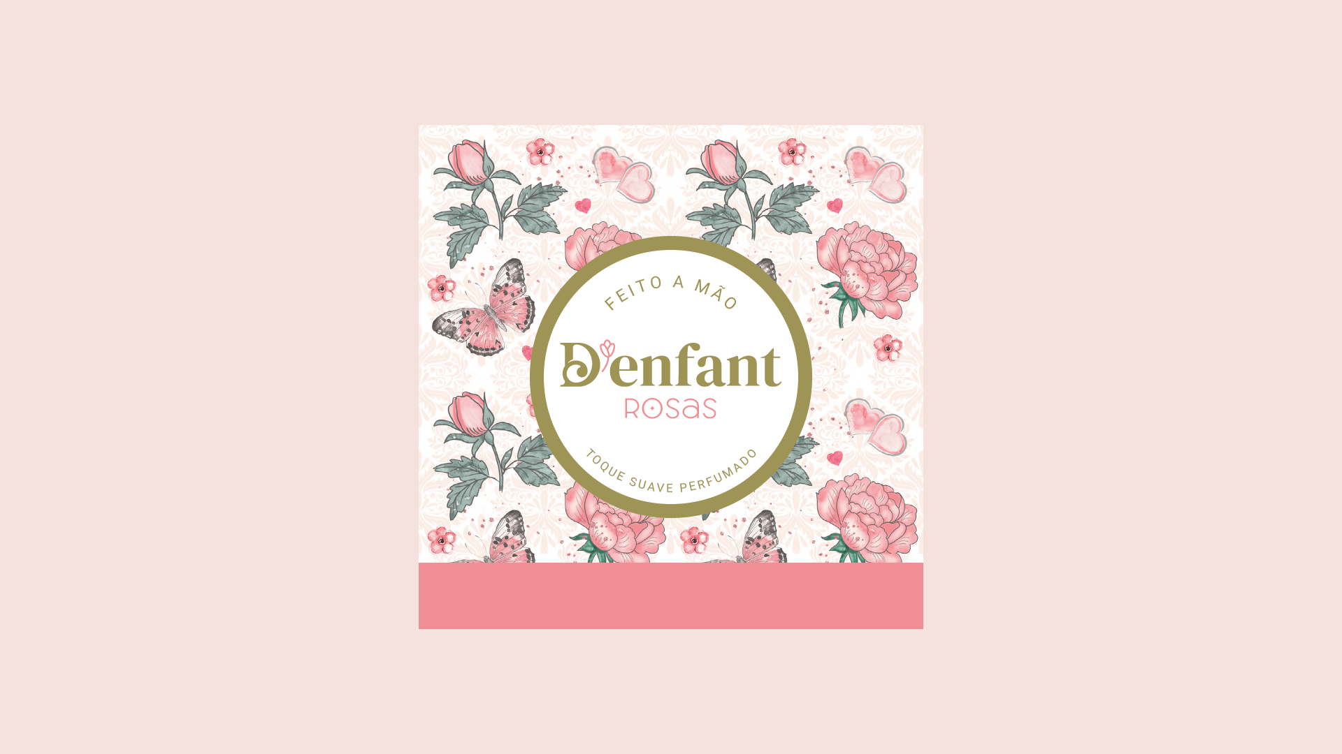 Etiqueta com desenho floral e texto