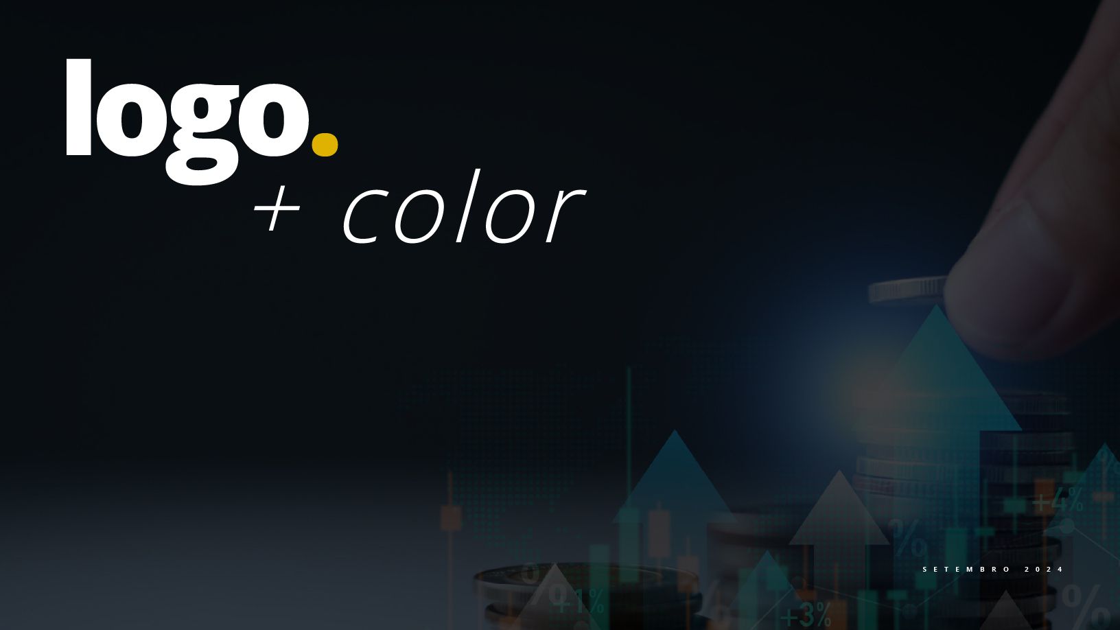 Um fundo preto com as palavras logotipo + cor nele