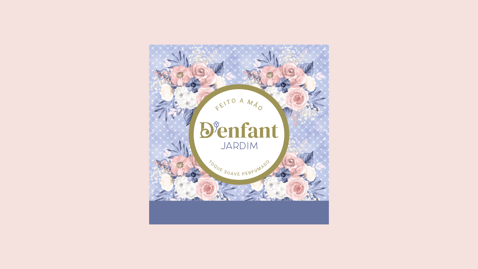 Design floral com um círculo dourado central e a palavra