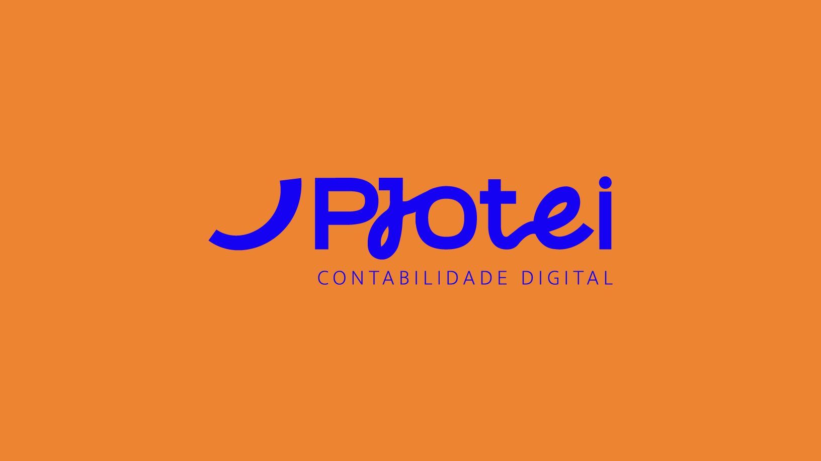 O logotipo da jprotei contabilidade digital é azul e laranja em um fundo laranja.