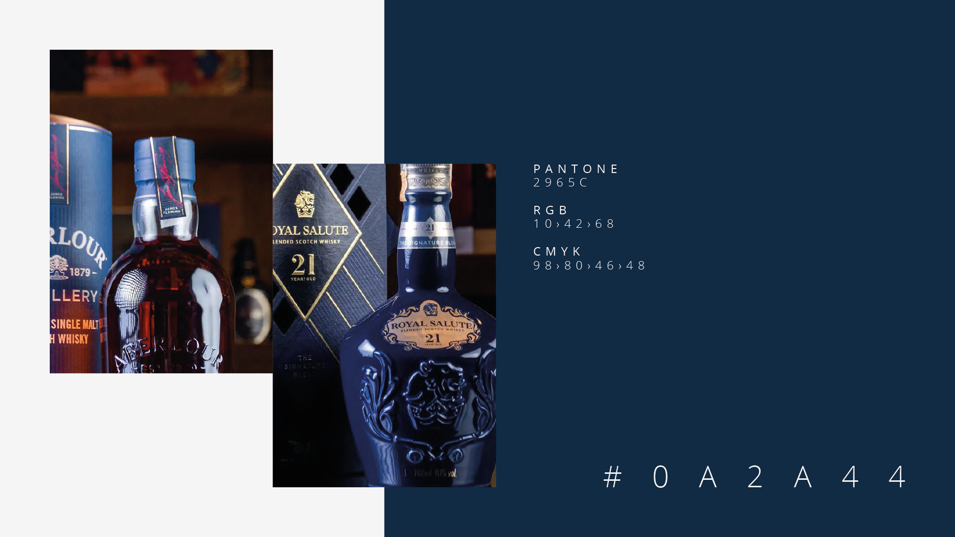 Uma garrafa de uísque escocês está sobre uma mesa.