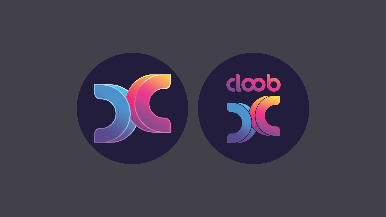 Dois logotipos circulares com um design gradiente