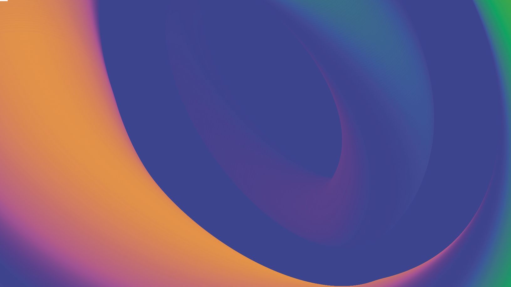 Gradiente abstrato de tons de laranja, azul e verde formando uma forma curva e espiralada.