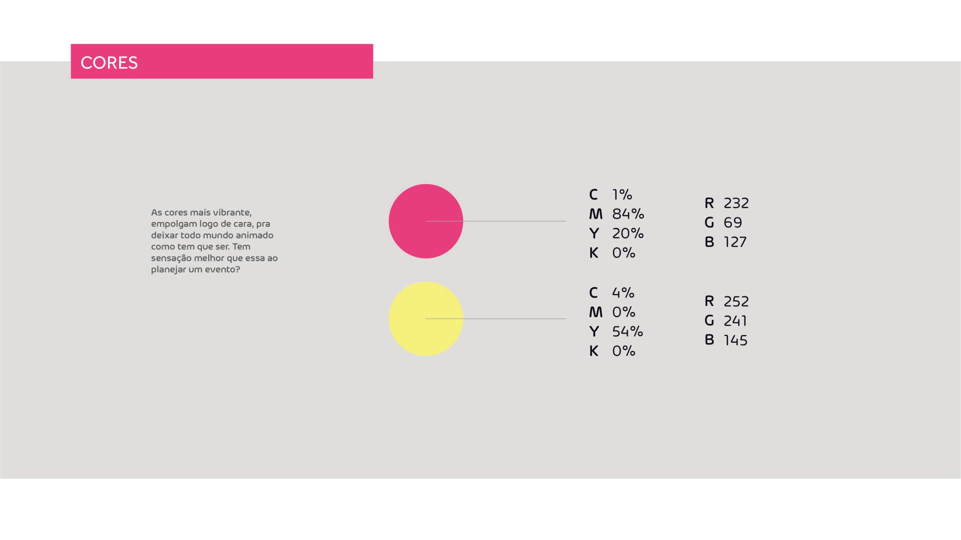Um círculo rosa e um círculo amarelo estão em um fundo branco.