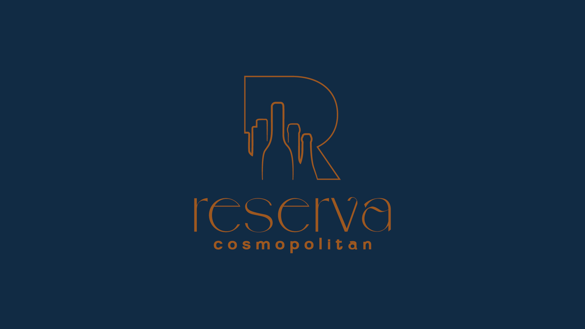 Um logotipo para reserva cosmopolitan está em um fundo azul.