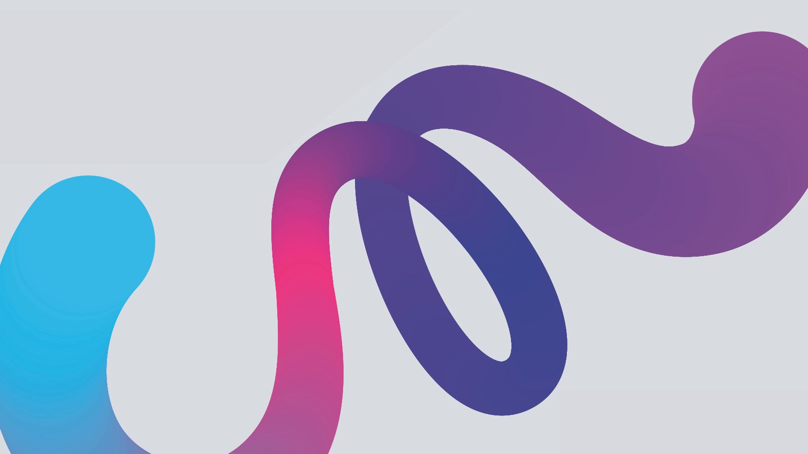 Fita espiralada de gradiente azul a roxo sobre um fundo cinza.