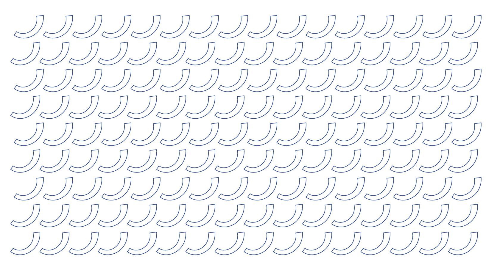 Um cacho de bananas alinhadas em uma fileira sobre um fundo branco.