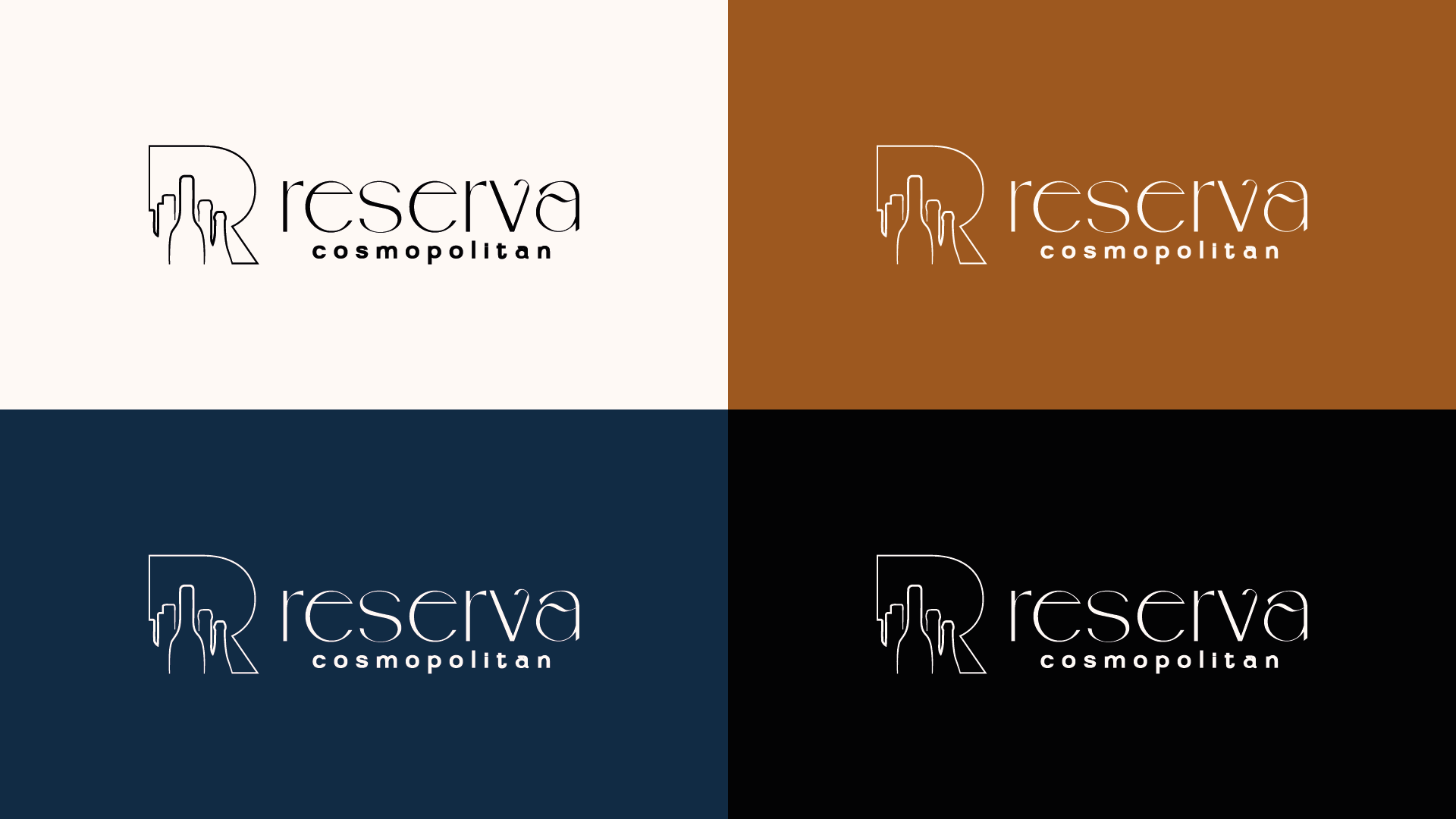 Um logotipo para a reserva cosmopolitan é mostrado em cores diferentes