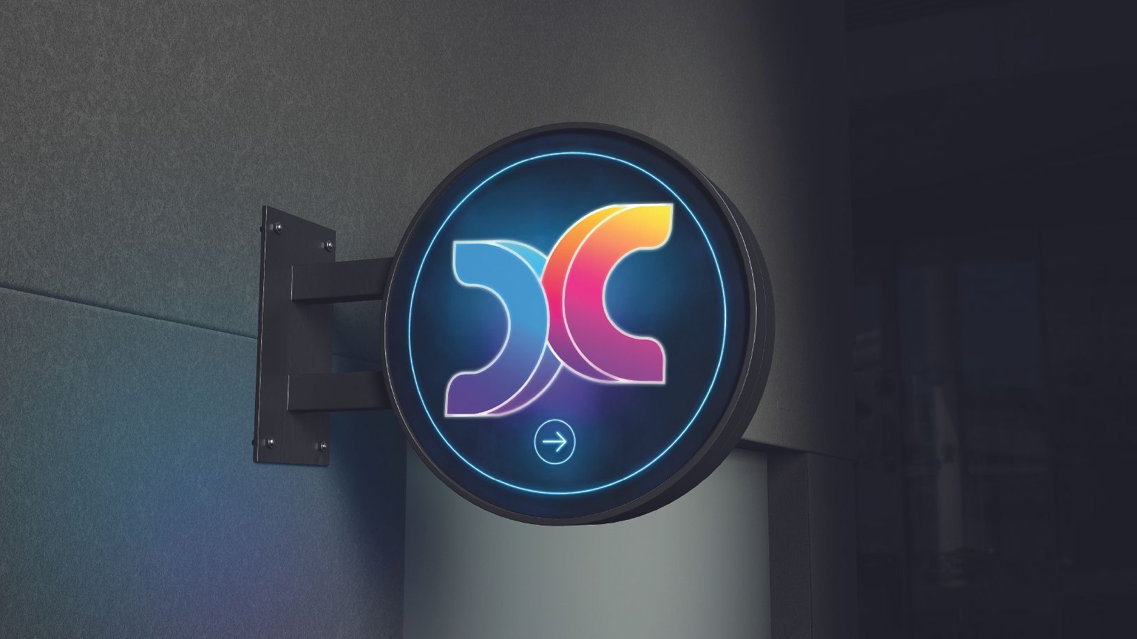 Placa de uma empresa com um logotipo