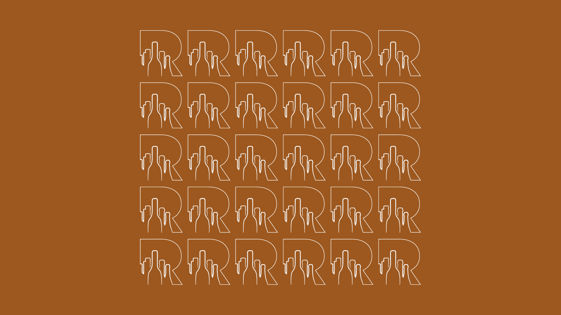 Uma fileira de letras brancas em um fundo marrom