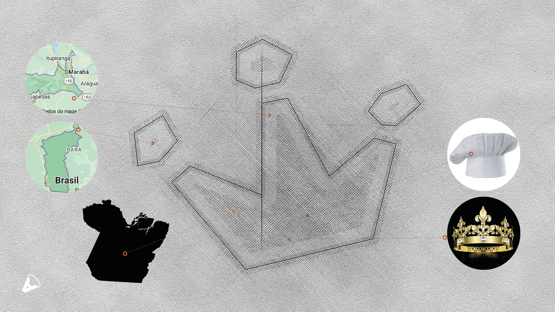 Um desenho de uma flor com uma coroa sobre um fundo cinza.