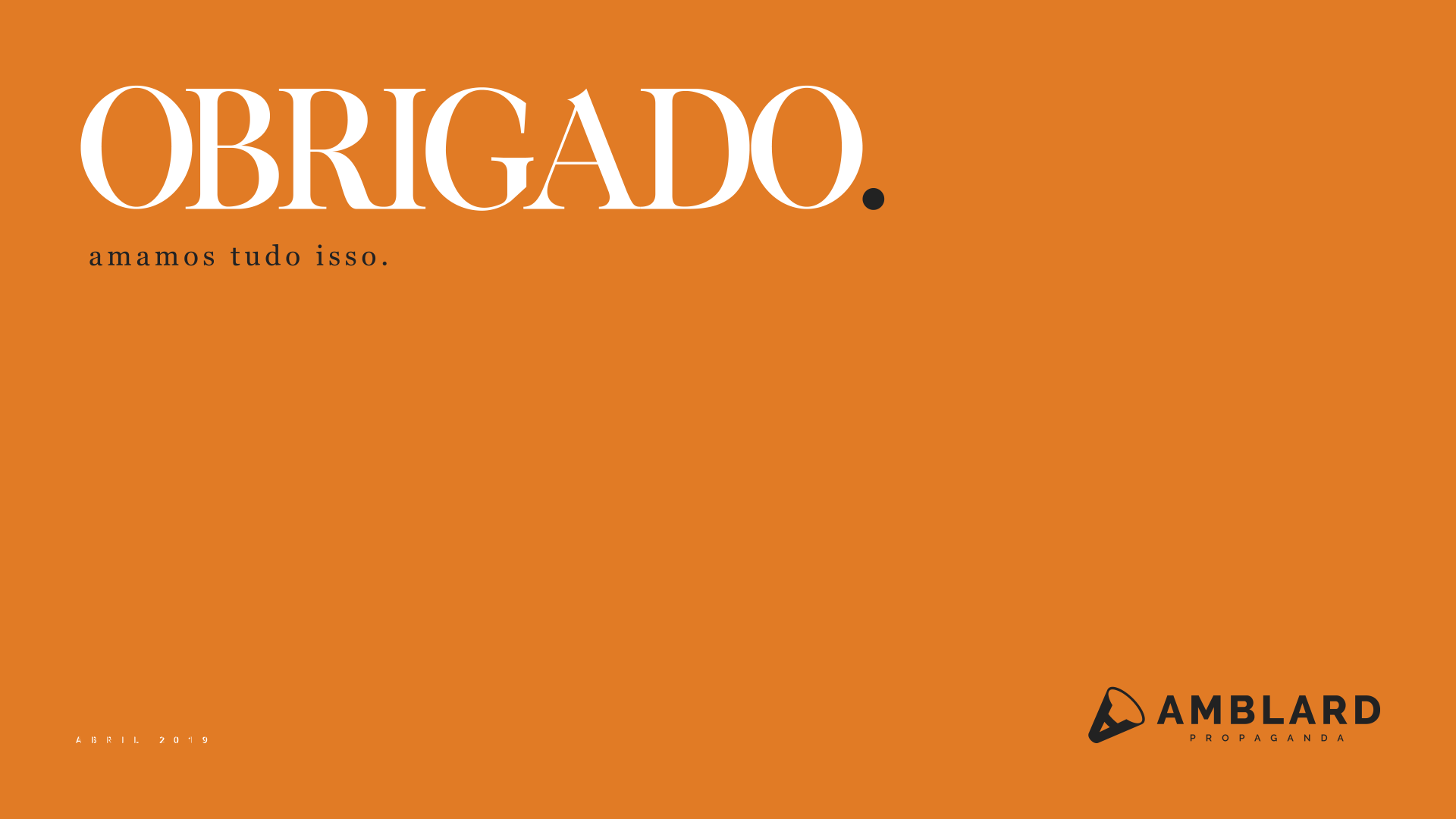 Orange card with white text: