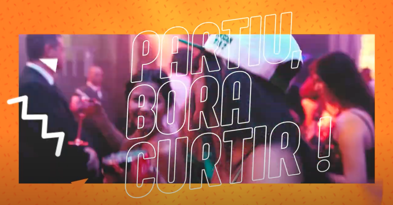 Cena de festa com o texto