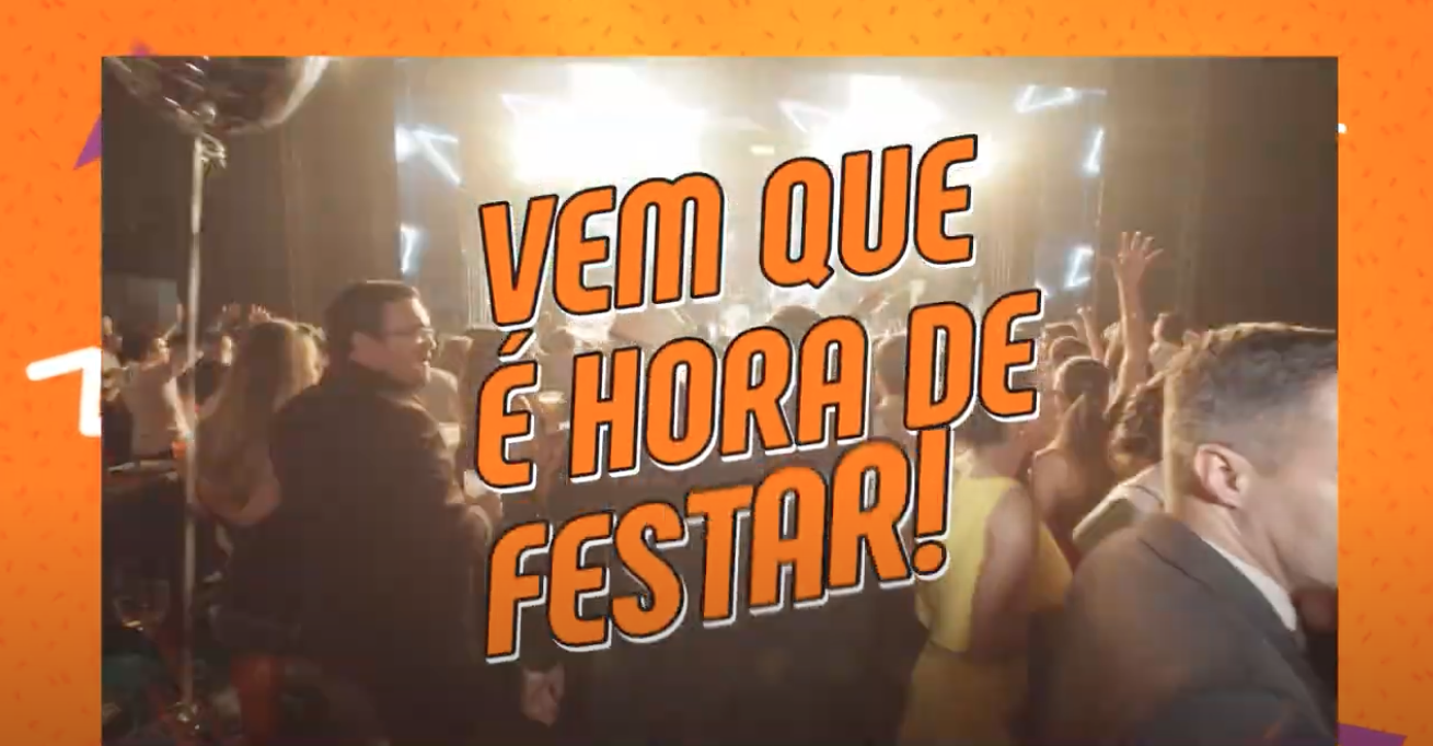 Cena de festa com o texto