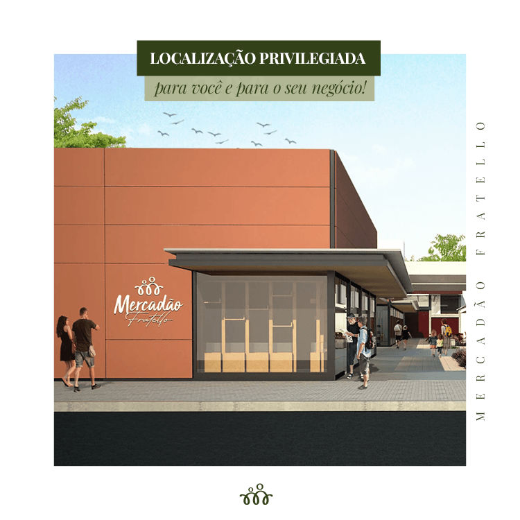 Uma impressão artística de um edifício com pessoas caminhando em frente a ele.