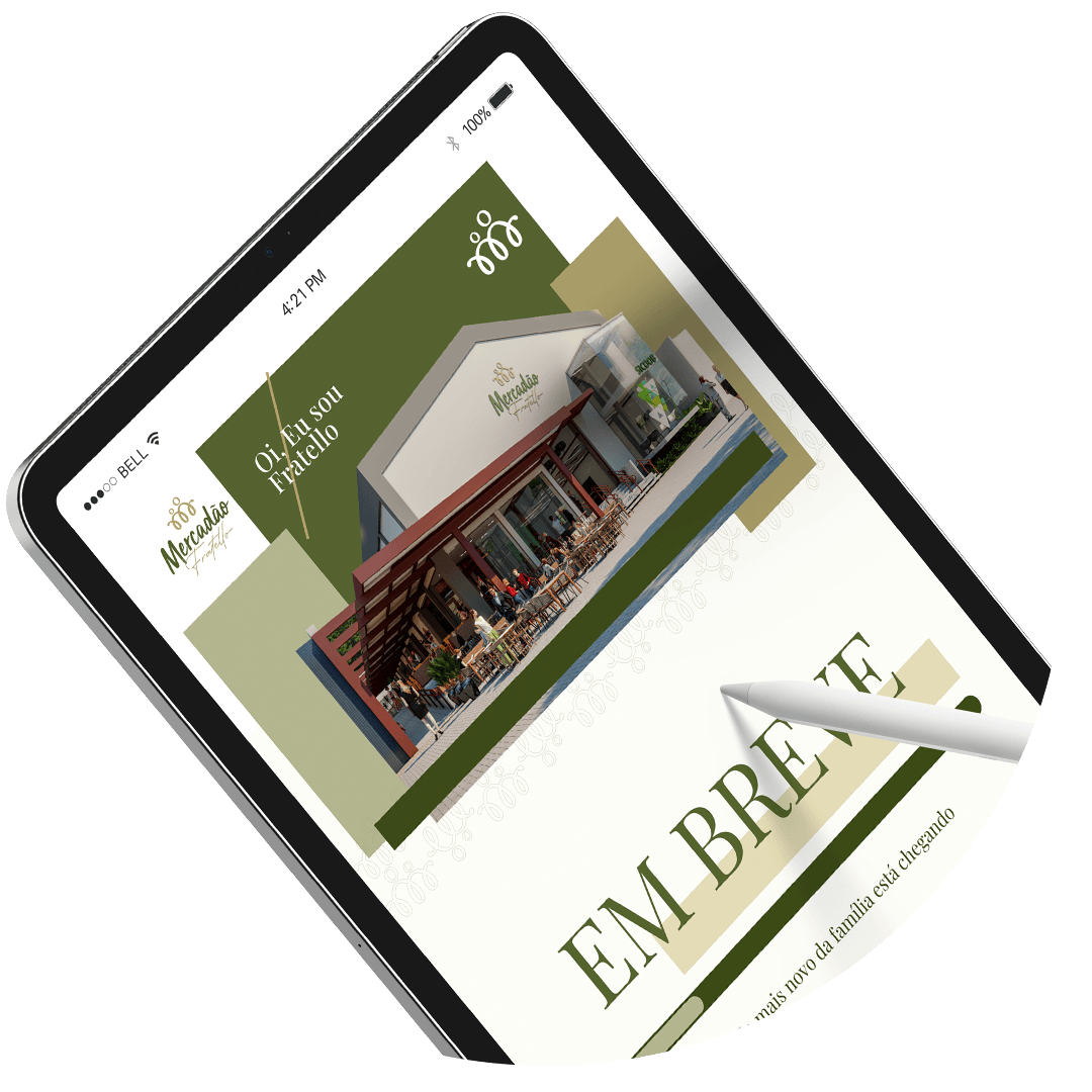 Um tablet está aberto em uma página que diz em breve