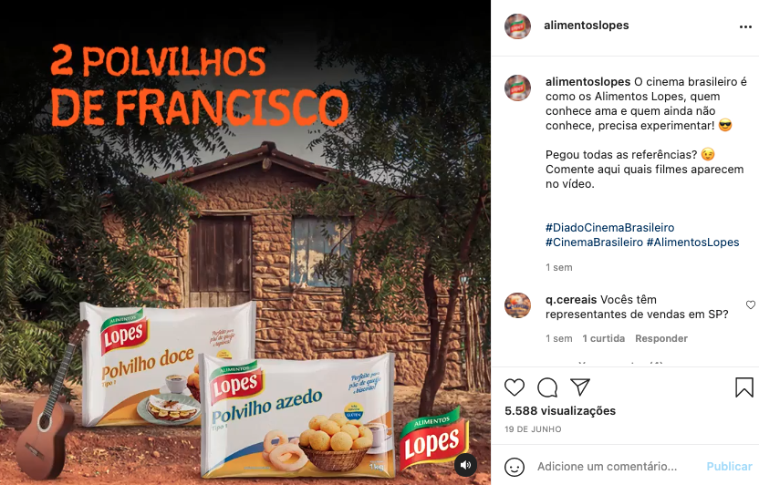 Uma captura de tela de uma postagem de mídia social para um produto chamado 2 polvilhos de francisco.