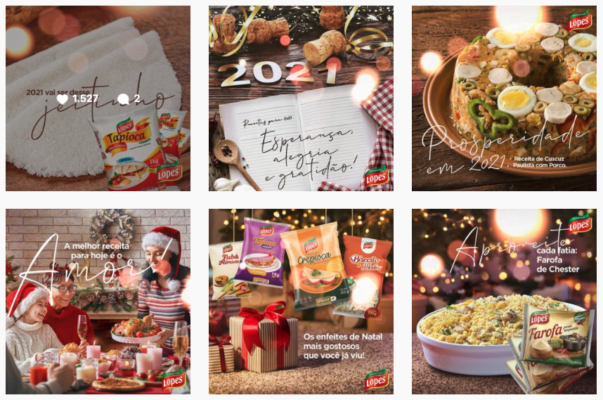 Uma colagem de imagens de comida e decorações de Natal.