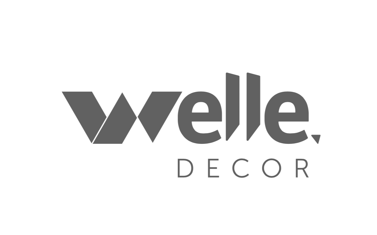 Um logotipo de decoração bem decorado em um fundo branco.