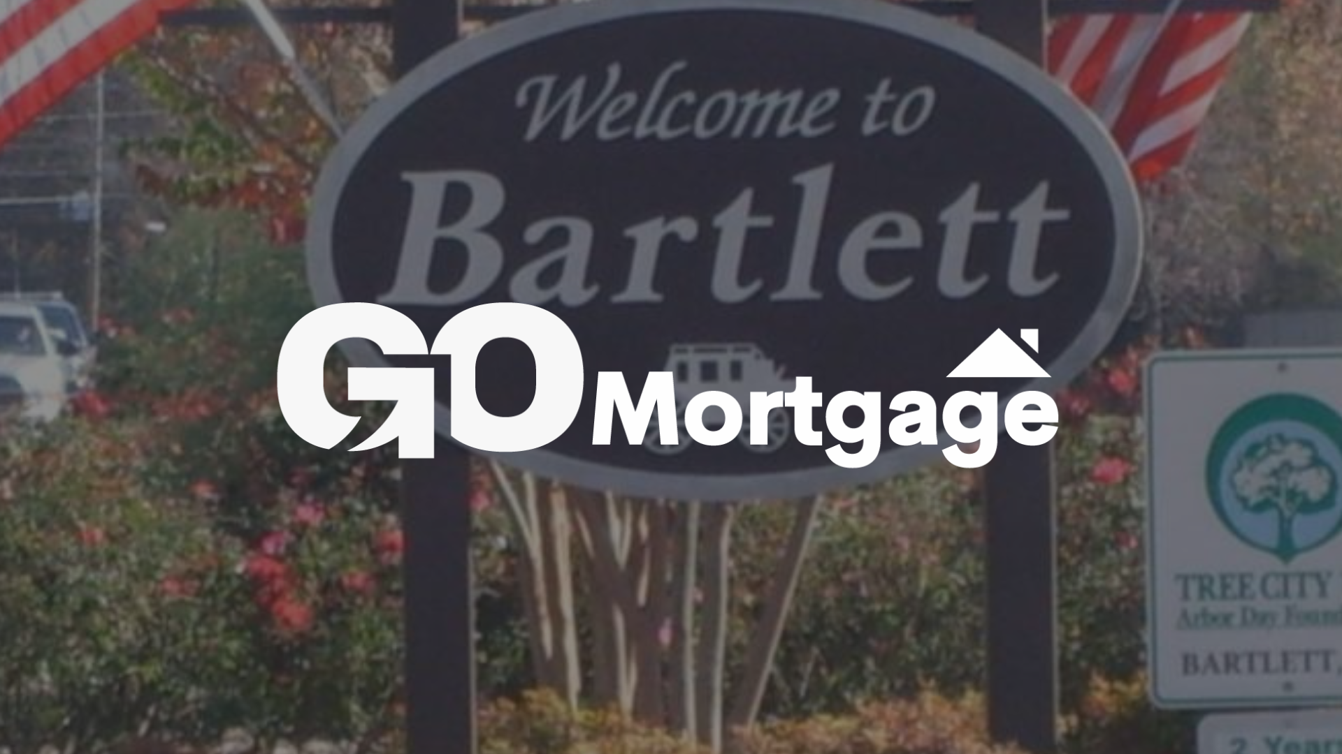 Welcome sign for Bartlett, Texas, with the Go Mortgage logo overlaid.