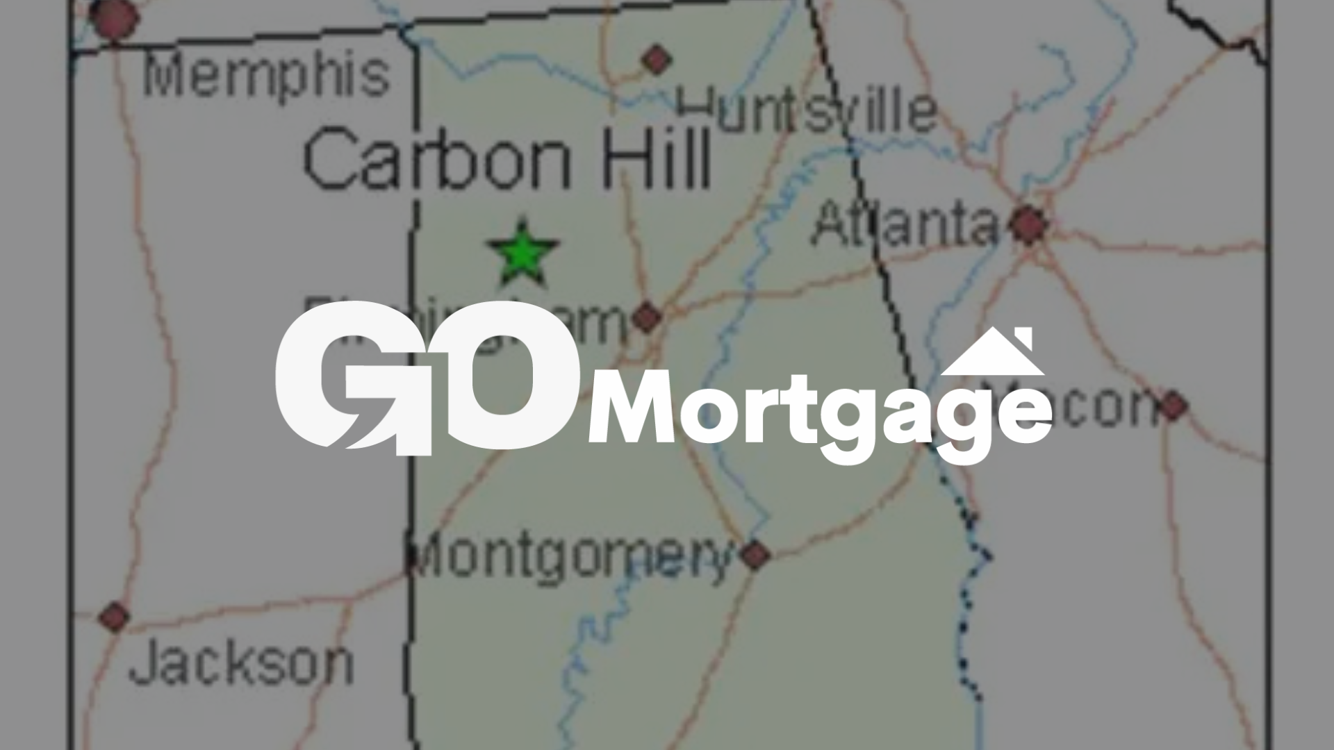 Map highlighting Carbon Hill, Alabama with a 