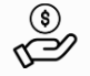 a hand is holding a coin with a dollar sign on it .