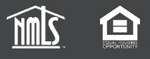 two logos for nmls and equal housing opportunity on a black background .