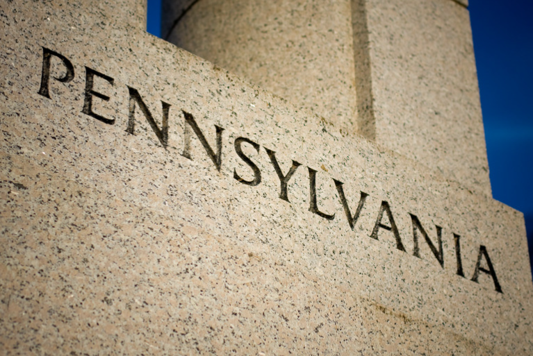 A stone wall with pennsylvania written on it