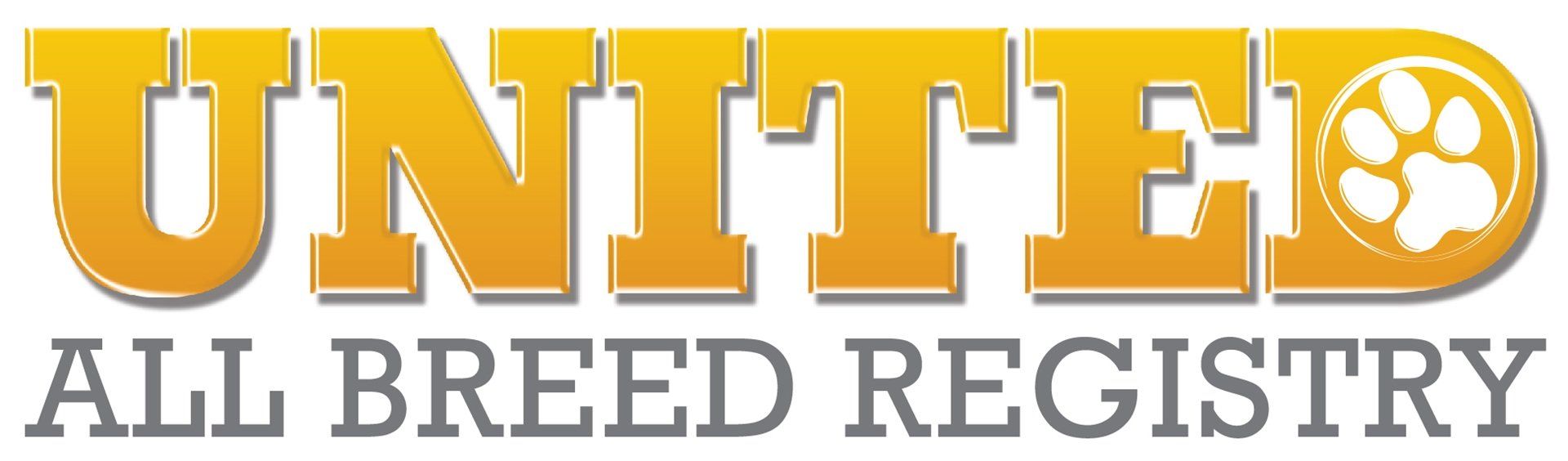 A logo for united all breed registry with a paw print