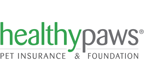 the logo for healthypaws pet insurance and foundation is green and white .
