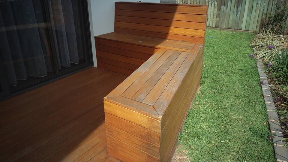 A Wooden Bench On Top Of A Wooden Deck — Shane's Painting & Timber Restorations In Highfields, QLD