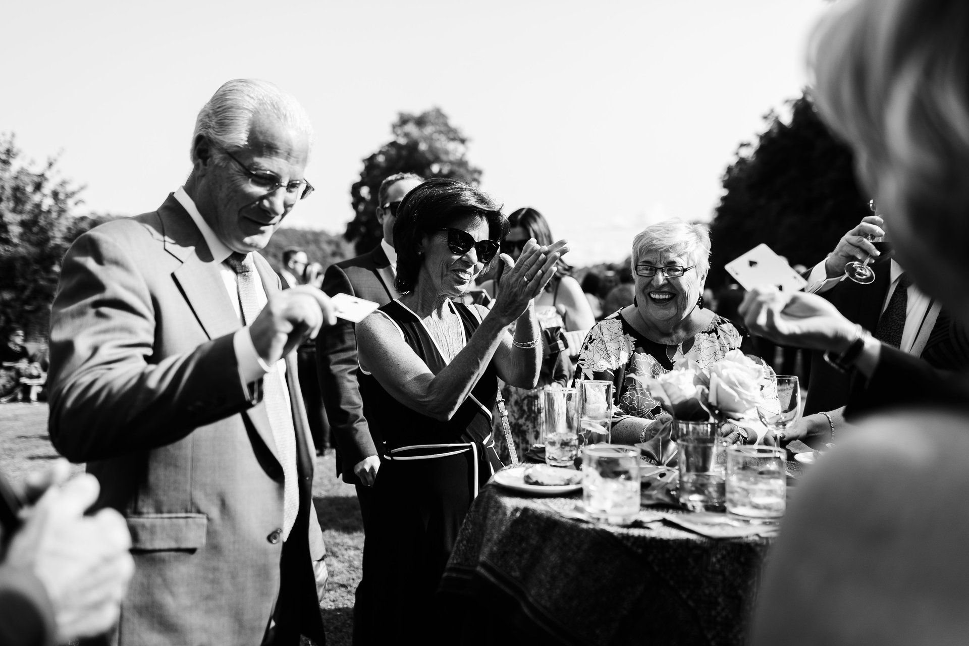 wedding guests clapping
