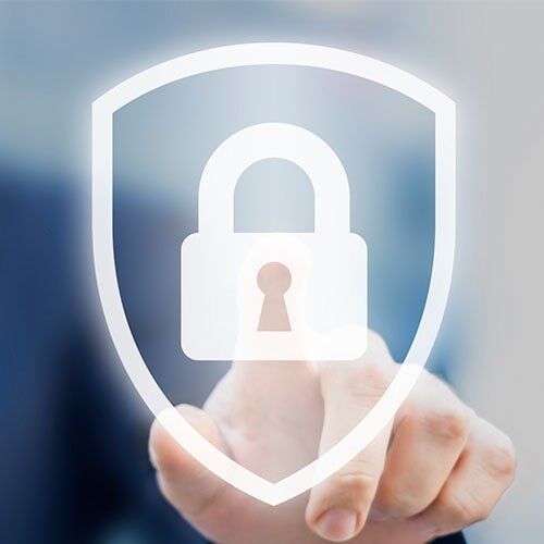 Person Hand With Graphic Security Shield — Naples, FL — Bradley Piotrowski, DDS, MSD, LLC