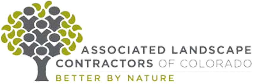 Logo of the Associated Landscape Contractors of Colorado. Tree composed of figures. Text: "Better by nature."